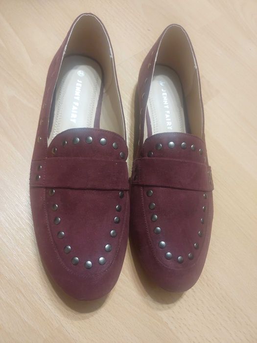 Bordowe półbuty damskie