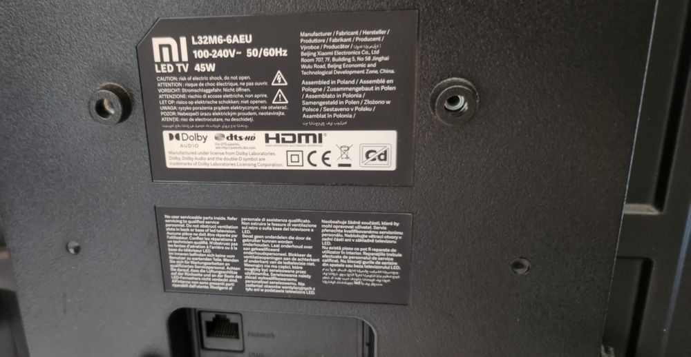 TV Xiami 32" ecrã danificado