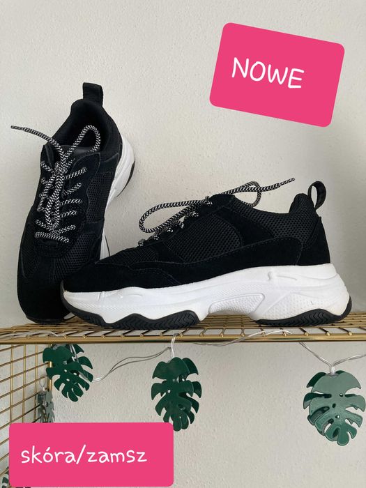 Nowe czarne zamszowe sneakersy/adidasy premium, Roots, 38