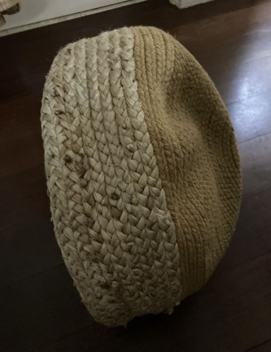 Banqueta rústica em corda e algodão-como NOVA