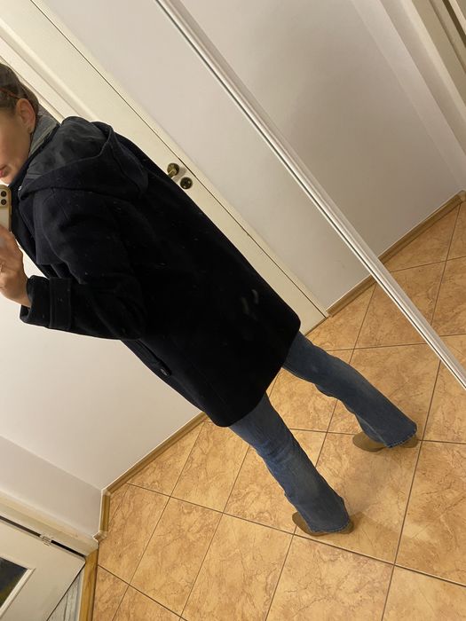 Zara Basic płaszczyk płaszcz wełna płaszczyk długa parka z kapturem gr