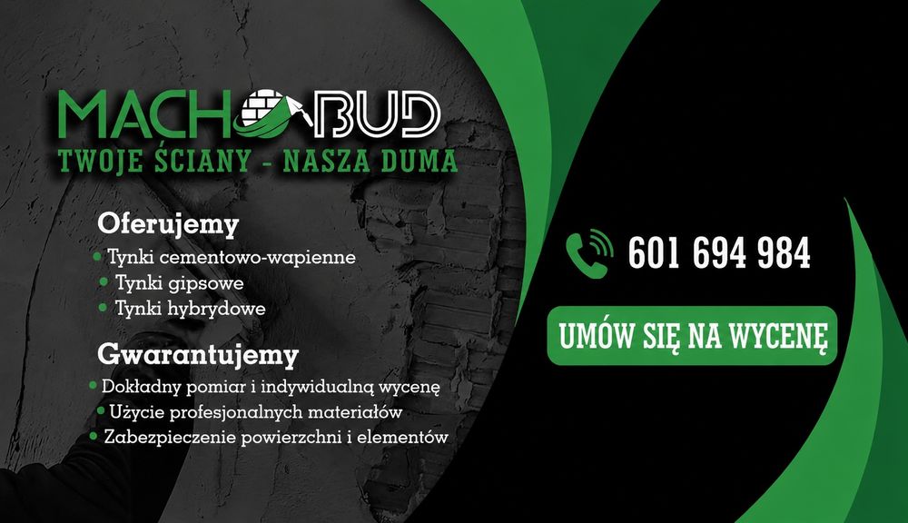Tynki maszynowe gipsowe i cementowo-wapienne Mach-BUD