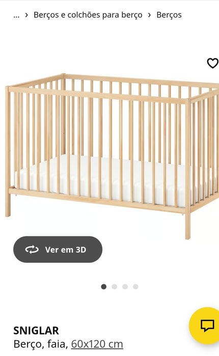 Berço SNIGLAR e Colchão Vyssa Somnat IKEA