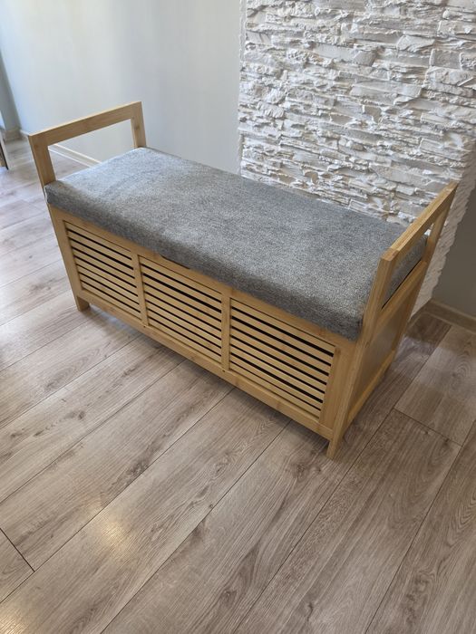 Stylowa szafka na buty 2w1 – bambusowa ławka z siedziskiem
