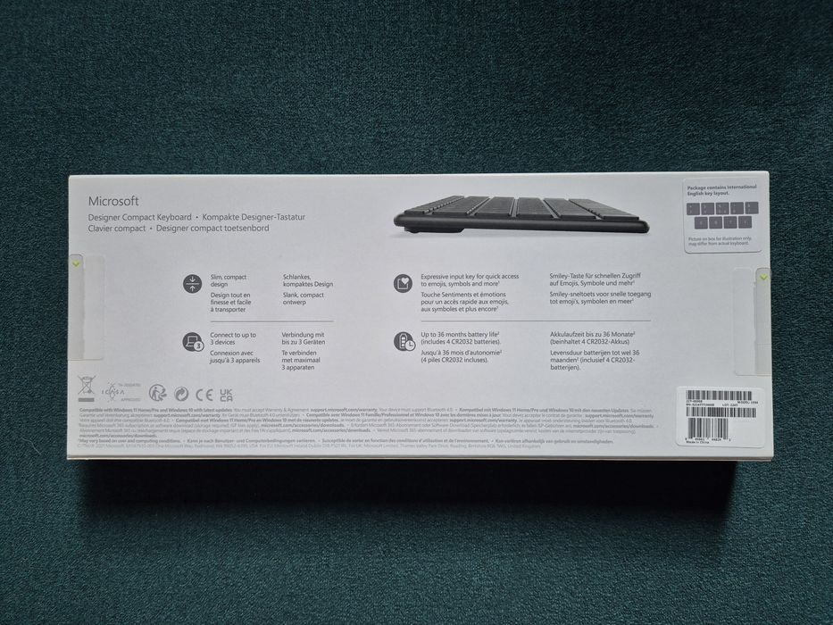 Nowa Klawiatura Microsoft Designer Compact Keyboard Bezprzewodowa Bluetooth Łódź