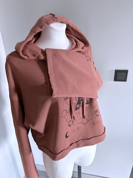 H&M stylizowana bluza z kapturem brudny róż rozm. S