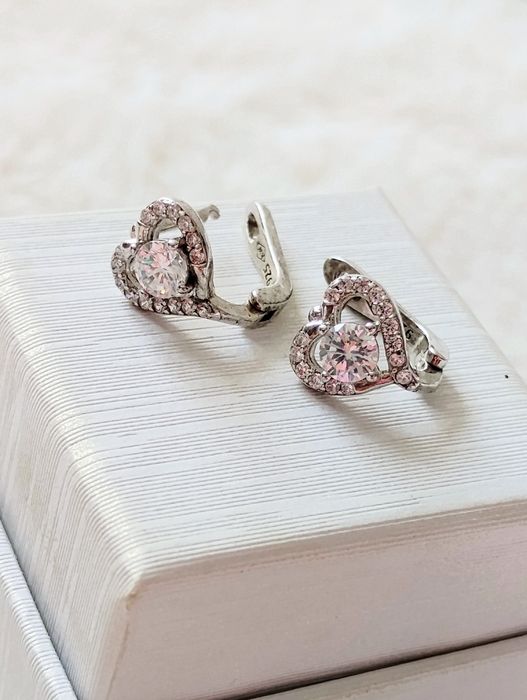 Srebrne kolczyki serduszka z cyrkoniami 925 próba