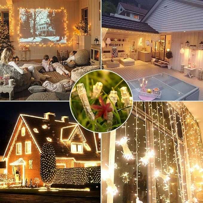 Qedertek Lampki 20 m 200 LED Ciepłe Białe Timer Pilot, B+