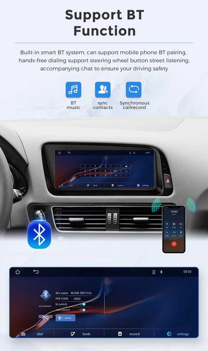 Apple CarPlay Android Auto Linux Radio Multimedialne FM RDS Bluetooth Nawigacja Yanosik AUX Google Maps Audi Q5 8R
