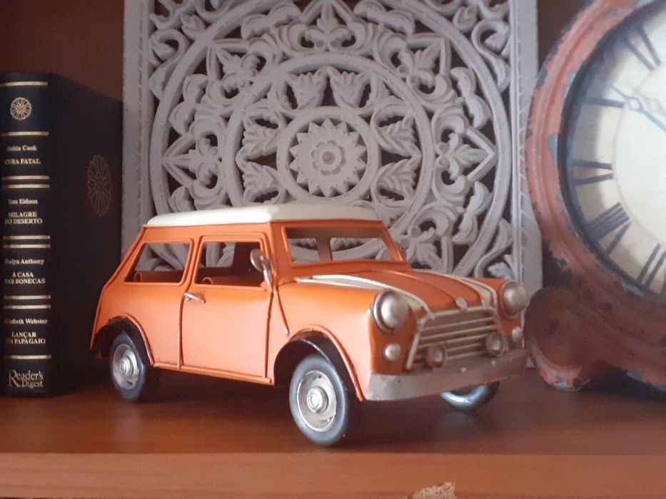Mini Cooper 27 cm Vintage Coleção Carro em Metal