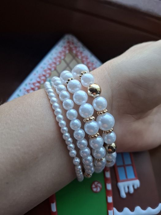 Bransoletki sztuczne perełki komplet