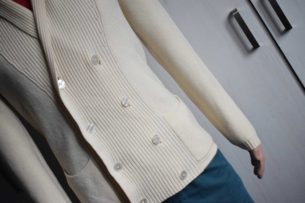 Sweter wełniany M wełna 100% rozpinany kardigan elegancki blazer