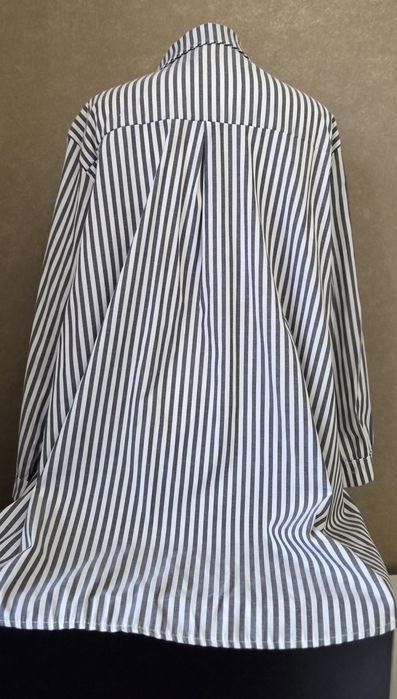Koszula tunika damska oversize 100 % bawełna biała szare paski