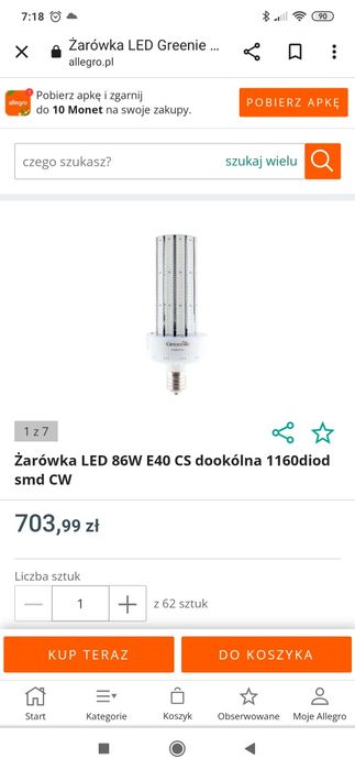 Żarówka Led. E40 86 W dookulna 1160 diod SMD