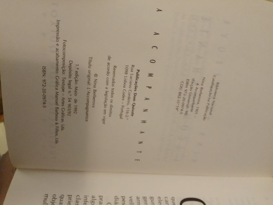 A acompanhante-Nina Berberova-1 edicao -Don Quixote -8E-Cassete antiga Amália-5E Desde 2E