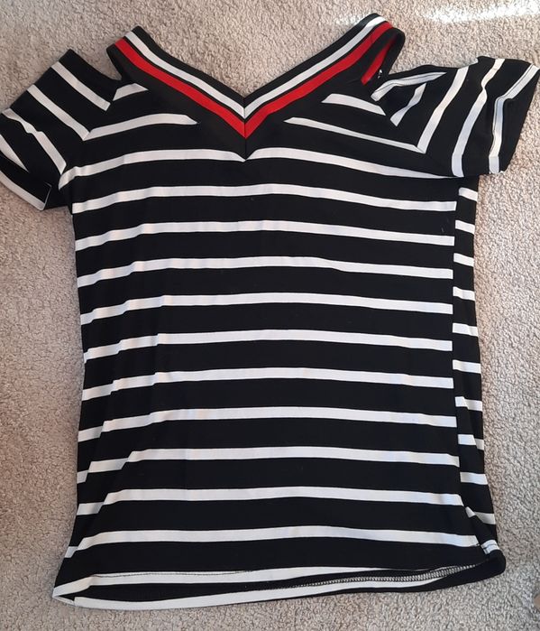 T shirt paski bluzka paski bluzka cyrkonie bluzka could shoulder