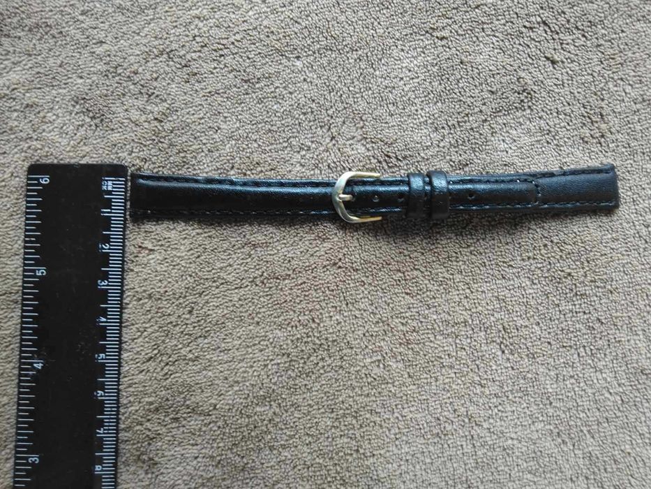 Женский чёрный кожаный ремешок для часов