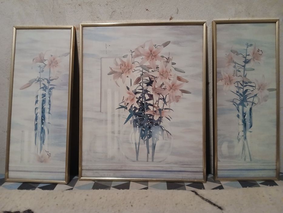 Obrazki 3 szt -kwiaty lilie