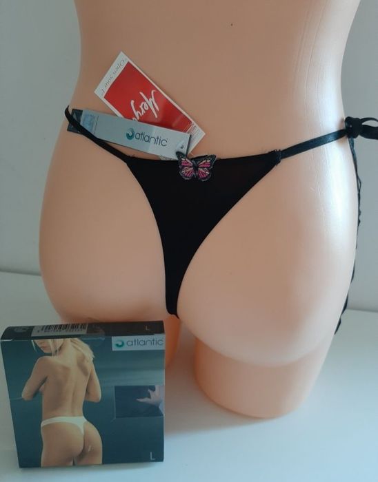 Stringi damskie Atlantic, rozmiar L, 2PACK, kolor czarny
