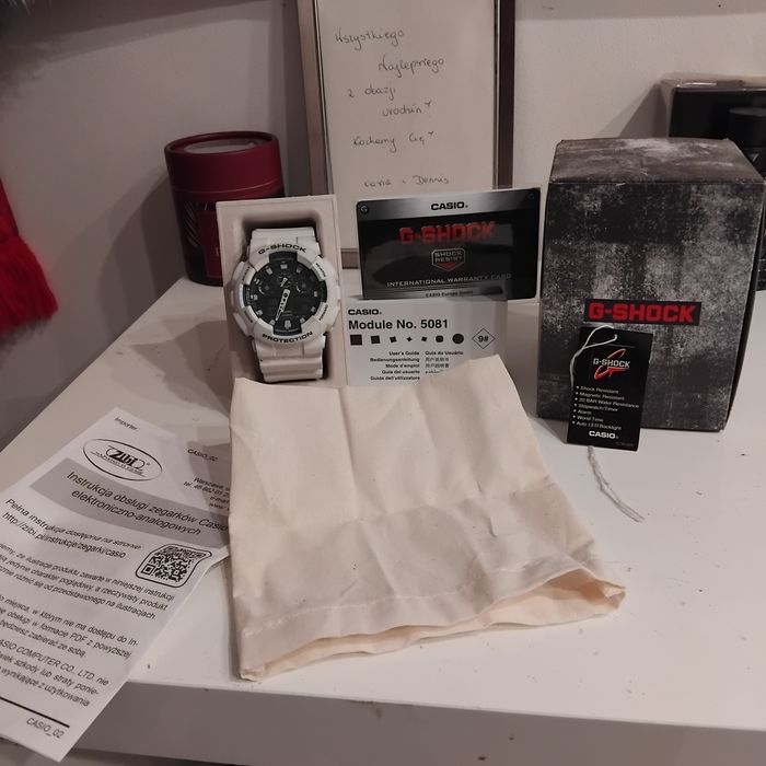 Casio G-Shock GA-100B-7AER White | FULL SET | Stan BDB