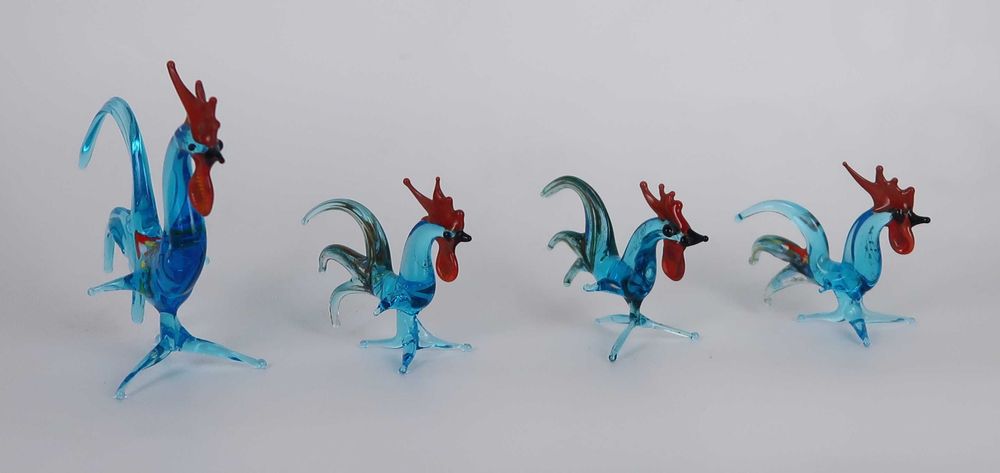 Figuras miniaturas vidro soprado - Galos