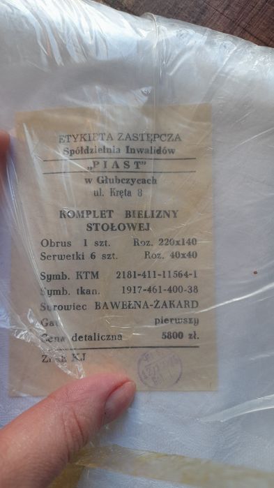 Retro komplet stołowy obrus i serwetki Spółdzielni Piast Prl