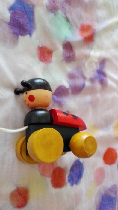 Joaninha de madeira para puxar estimula ajuda no desenvolvimento motor