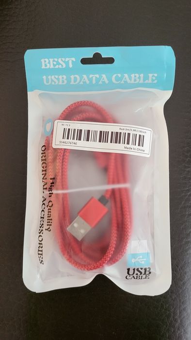 Cabo USB C  vermelho para carregamento rápido, com 3 metros de comprim