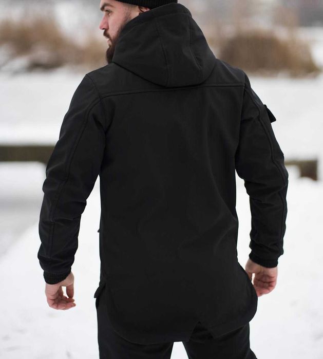 Костюм Softshell чоловічий демісезонний чорний з капюшоном