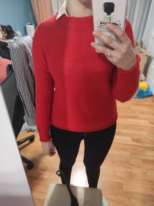 Sweter czerwony Sinsay Basic 34 XS 36 S