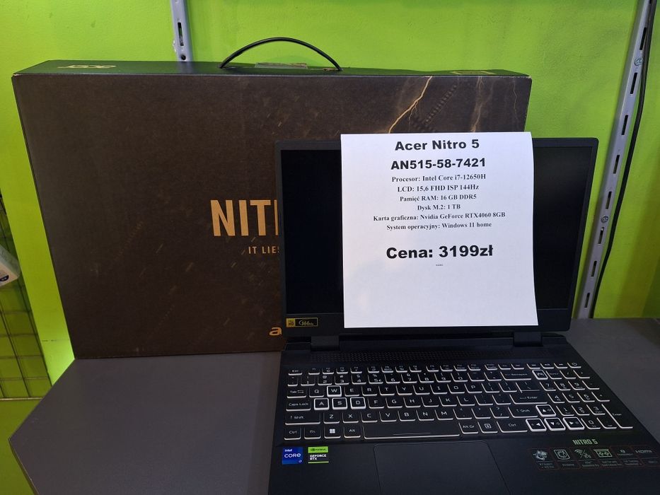 Laptop Acer nitro 5 an515-58 i7/16gb/1tb/4060rtx