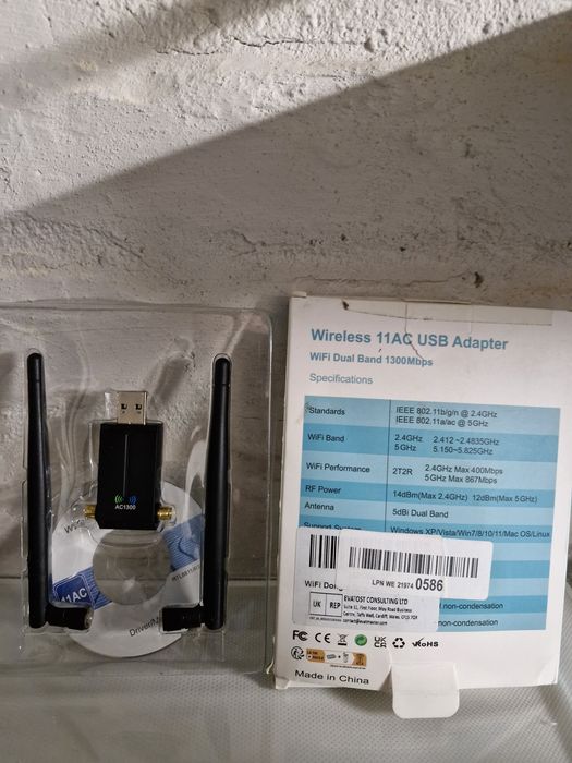 Karta WiFi USB AC1300 Dual Band 2.4/5GHz z antenami