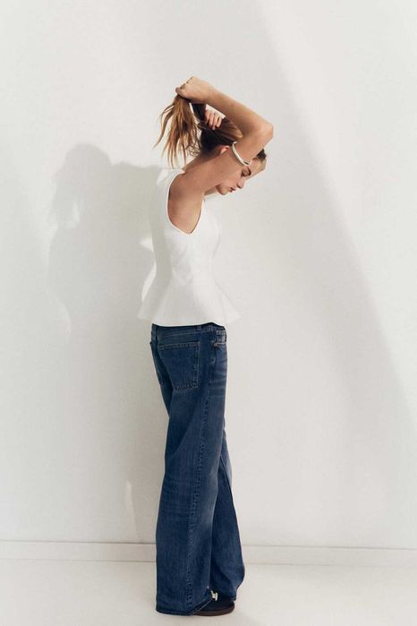 ZARA Luksusowy TOP Bluzka z baskinką M