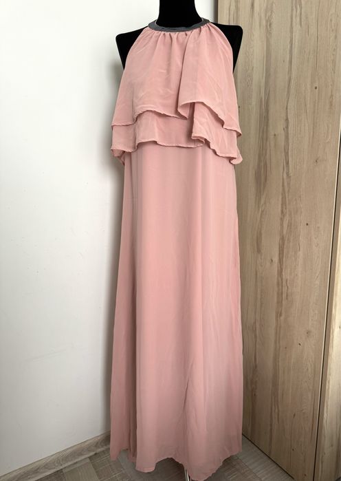 Szyfonowa sukienka maxi Odkryte plecy