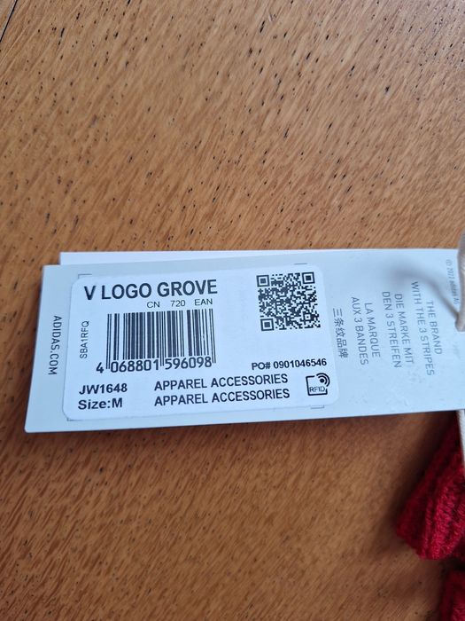 Czerwone rękawiczki adidas  v logo grove knit gloves