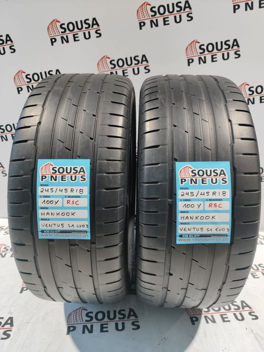 2 pneus semi novos 245-45R18 RFT - Hankook - Oferta dos Portes