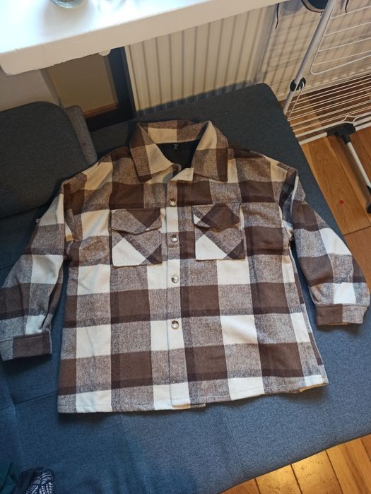 Kurtka koszulowa płaszcz oversize w kratę kratkę flanelowa shacket 4xl