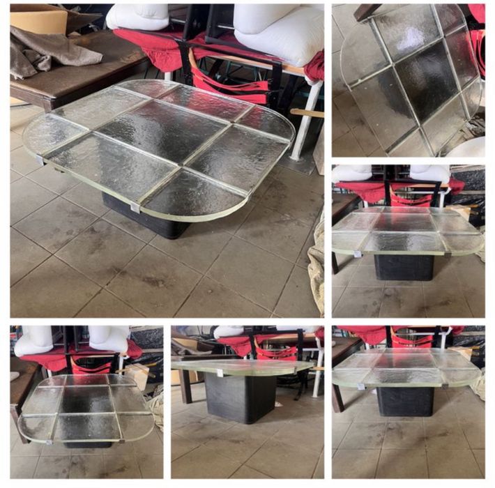 De Sede unikatowy stolik kawowy z grubym, szklanym blatem 112x112x45cm