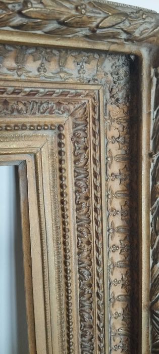 Moldura antiga madeira maciça sem vidro para quadro