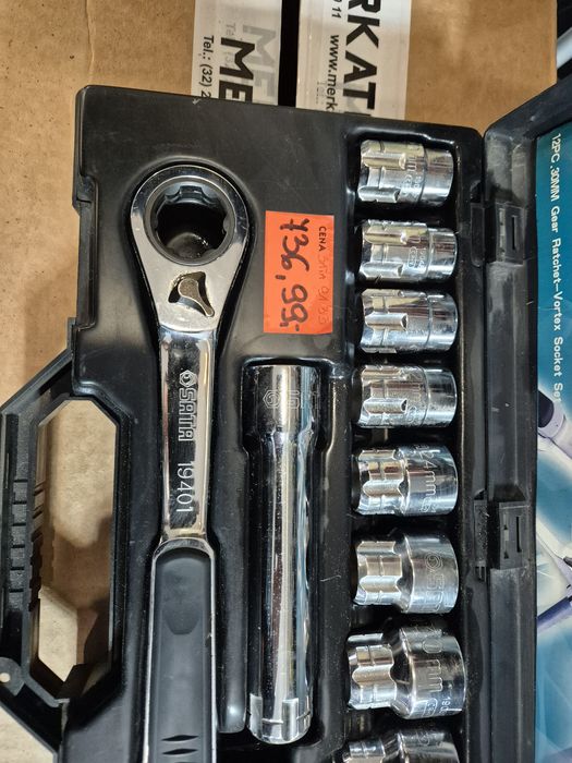 SATA klucze nasadowe 19-34 CV 1/2" 12 SZT 6-KĄTNE metryczne przelotowe
