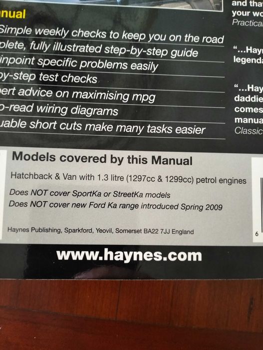 Haynes - Ford Ka (Technical Manual)64750724604290123