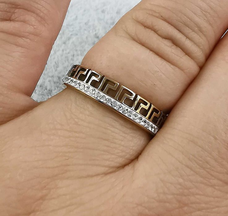 Pierścionek obrączka złota stal chirurgiczna średnica 20 mm grecka