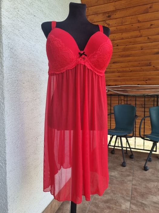 Koszulka nocna halka Janina 100 D czerwona XXL