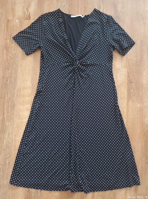 Sukienka czarna w kropki One two XXL wiskoza