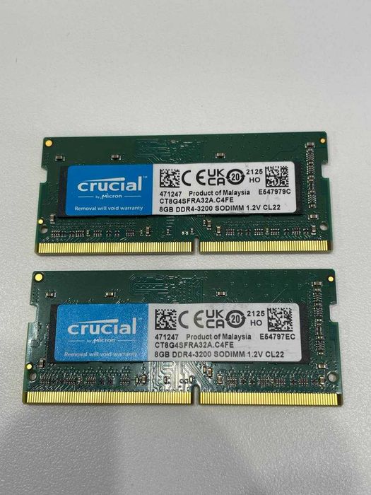 Оперативная память Crucial ddr 4 16 gb два по 8 для ноутбука SO-DIMM