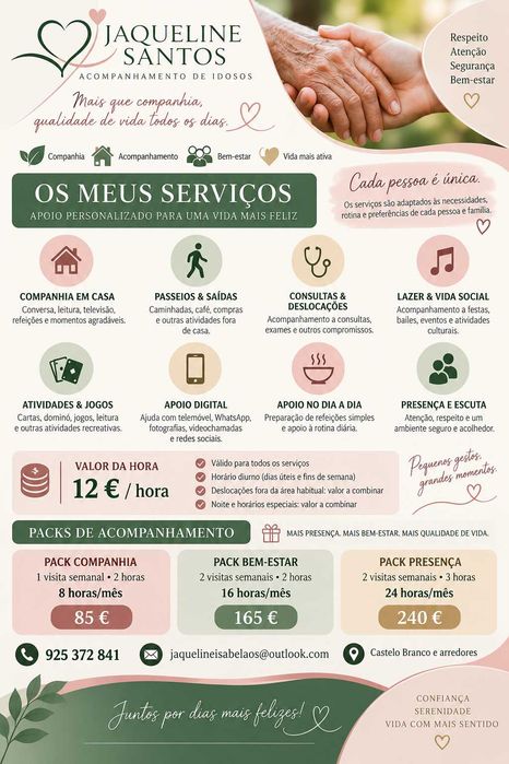 Acompanhamento de Idosos — Serviço sério e responsável | CASTELO BRANCO