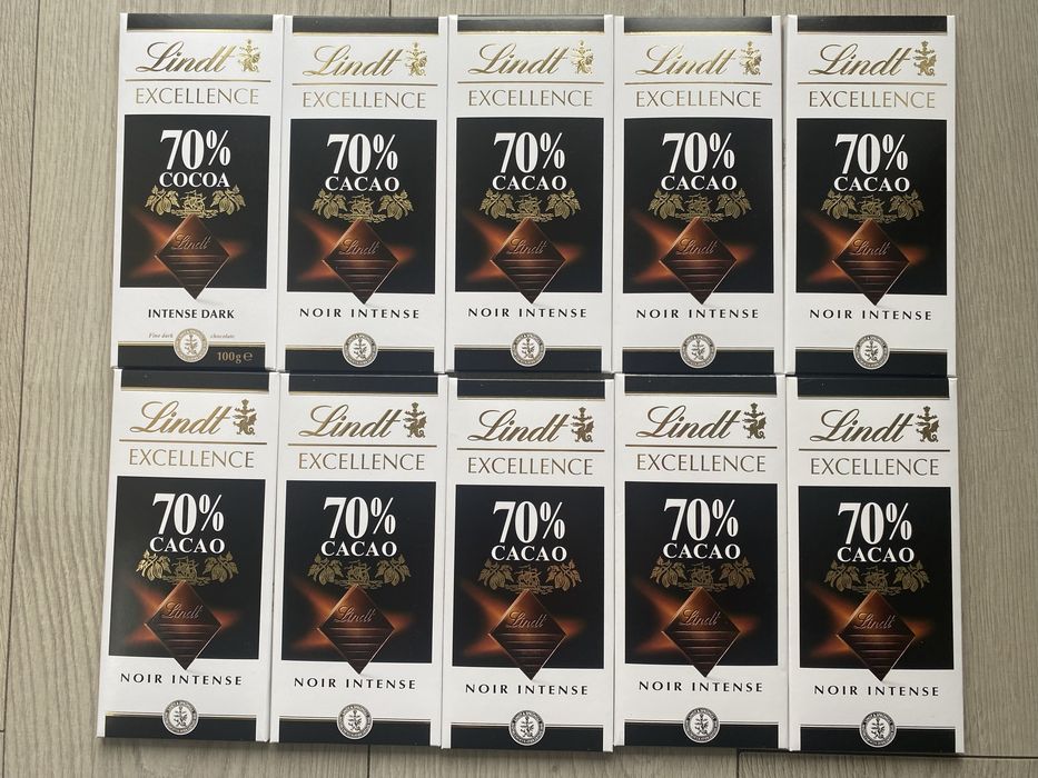 10x Czekolada Gorzka Lindt Excellence 70% kakao 100g