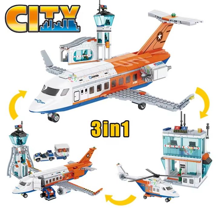 Конструктор City 3 в 1 большой самолёт 697шт блоков Совместим с LEGO