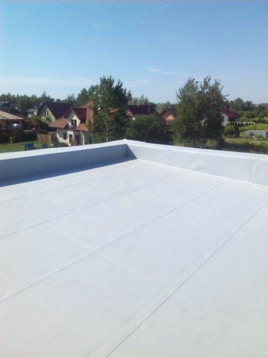 Dachy płaskie, tarasy - membrana PVC, TPO. Renowacje płynnym PVC.Śląsk