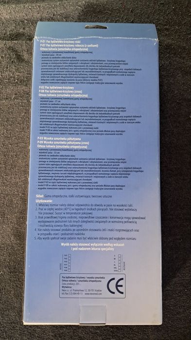 Pas lędźwiowy - krzyżowy, orteza tułowia P-02, ortopedia